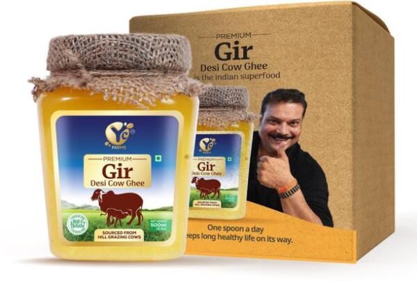 Y C Farms Premium Gir Desi Cow Ghee 500 ML 100% Gir Cow... - 500 ml