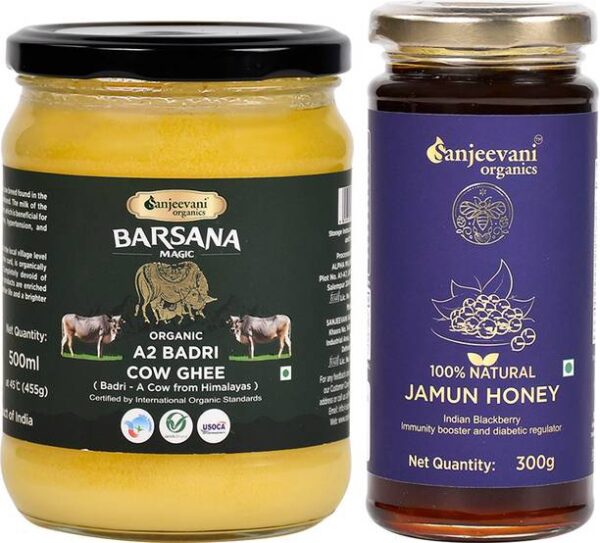 Sanjeevani organics A2 Badri Cow Ghee & 100% Natural Ja... - 755 g, Pack of 2
